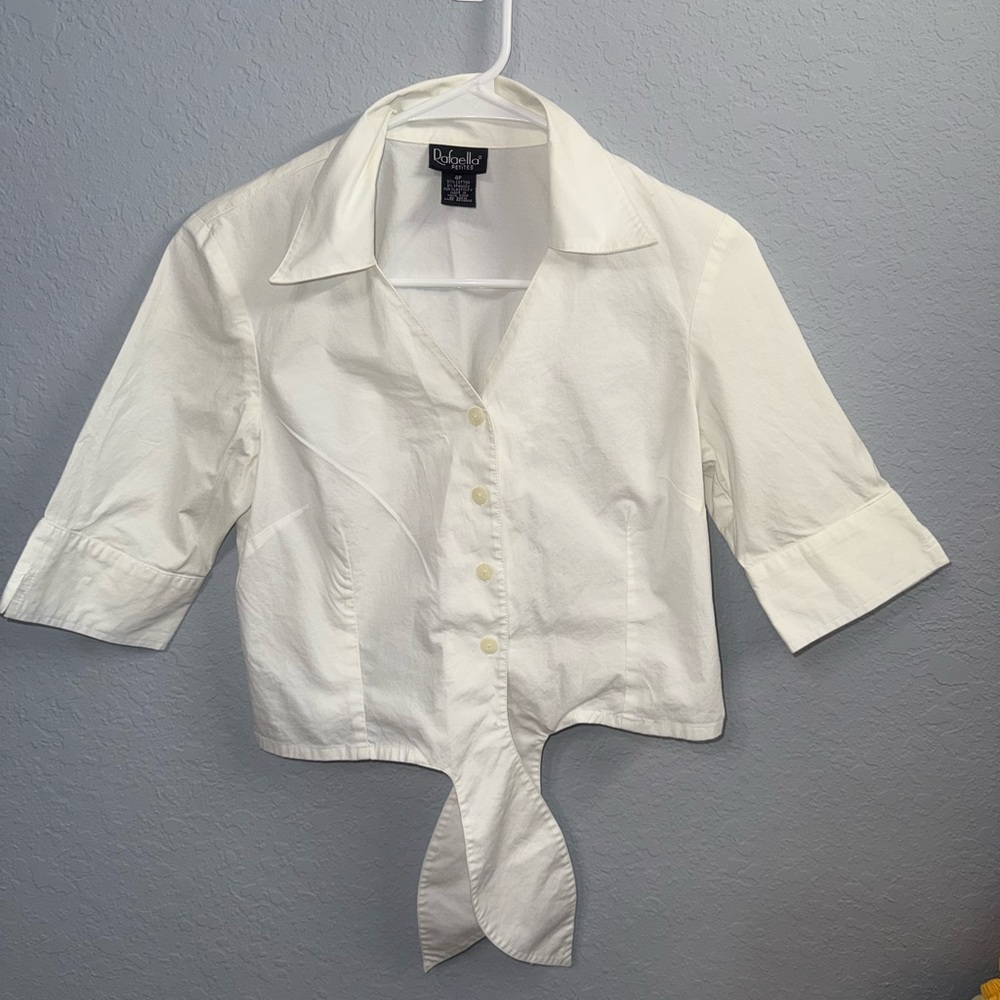 Rafaella White Cropped Blouse